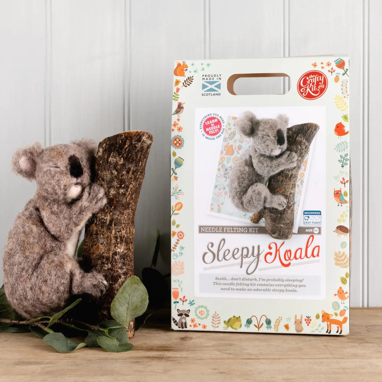 The Crafty Kit Co. Sleepy Koala Needle Felting Craft Kit- Crafts|Children