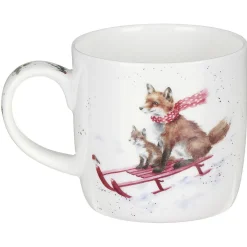 Wrendale Designs 'Sleigh Ride' Foxes Small Bone China Mug (11oz)- Animals|Animals