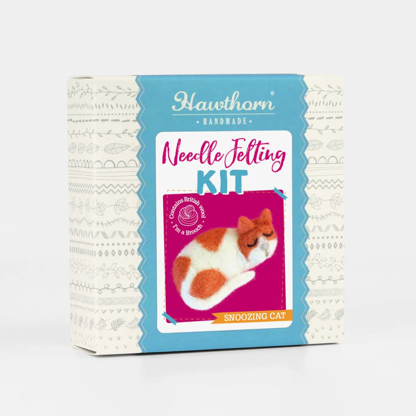 Hawthorn Handmade Snoozing Cat Brooch Felting Kit- Crafts