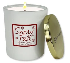 Lily-Flame Snowfall Gold Top Glass Jar Scented Candle- Christmas|Seasonal Decor