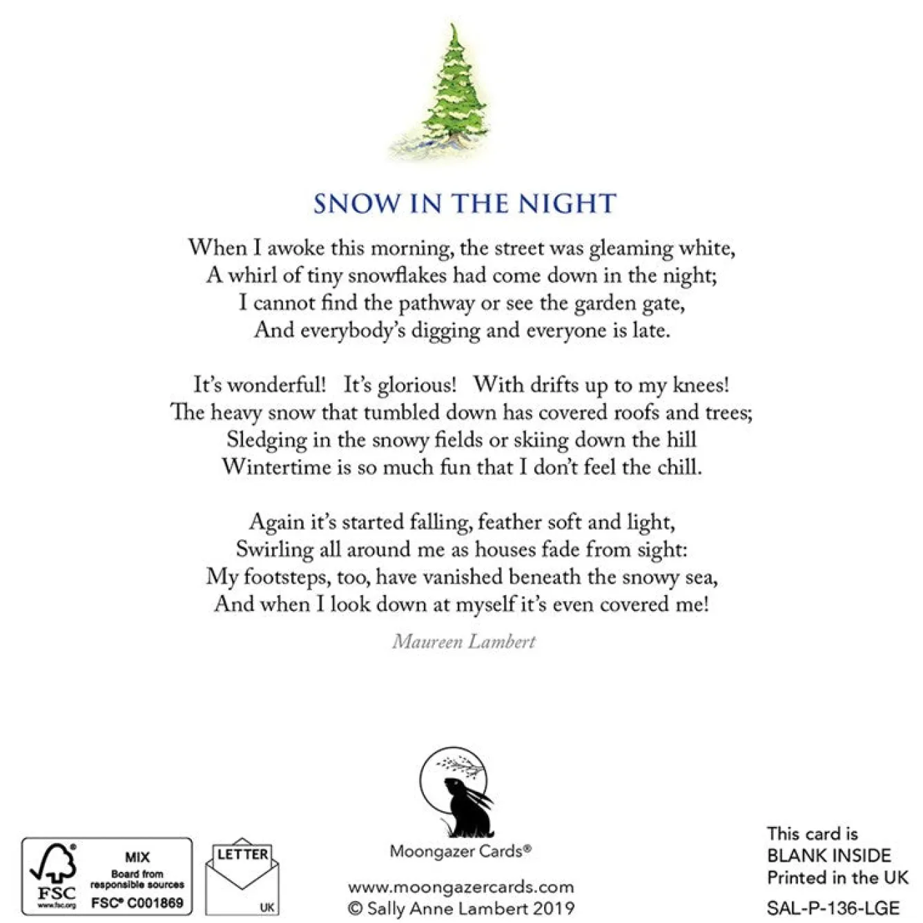 Moongazer Cards Snow in the Night Greeting Card- Christmas Cards|Greeting Cards
