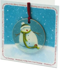 Emma Ball Snowman Melamine Bauble Card- Christmas Decorations|Christmas Cards