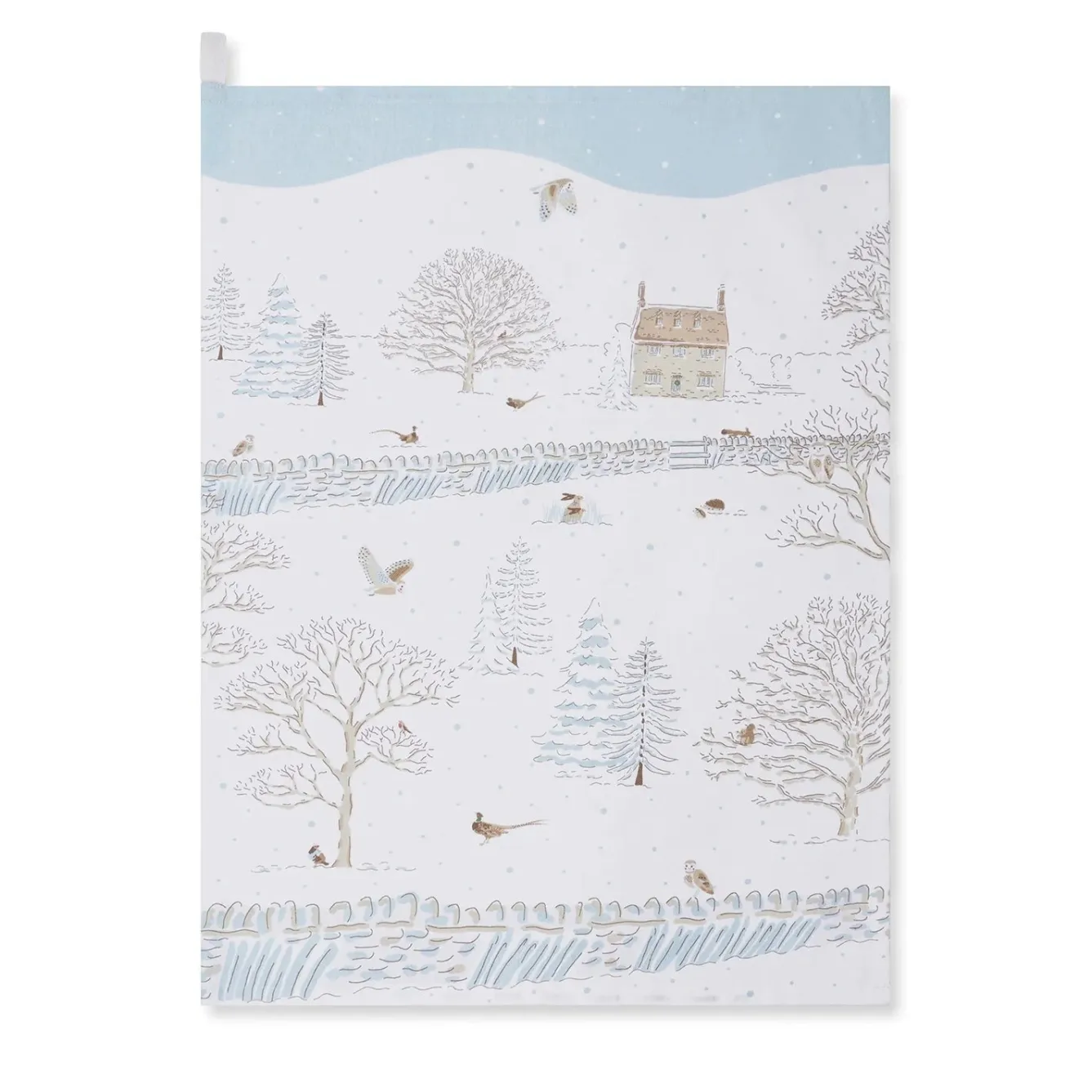 Sophie Allport Snowy Cottage Scene Tea Towel- Seasonal Decor