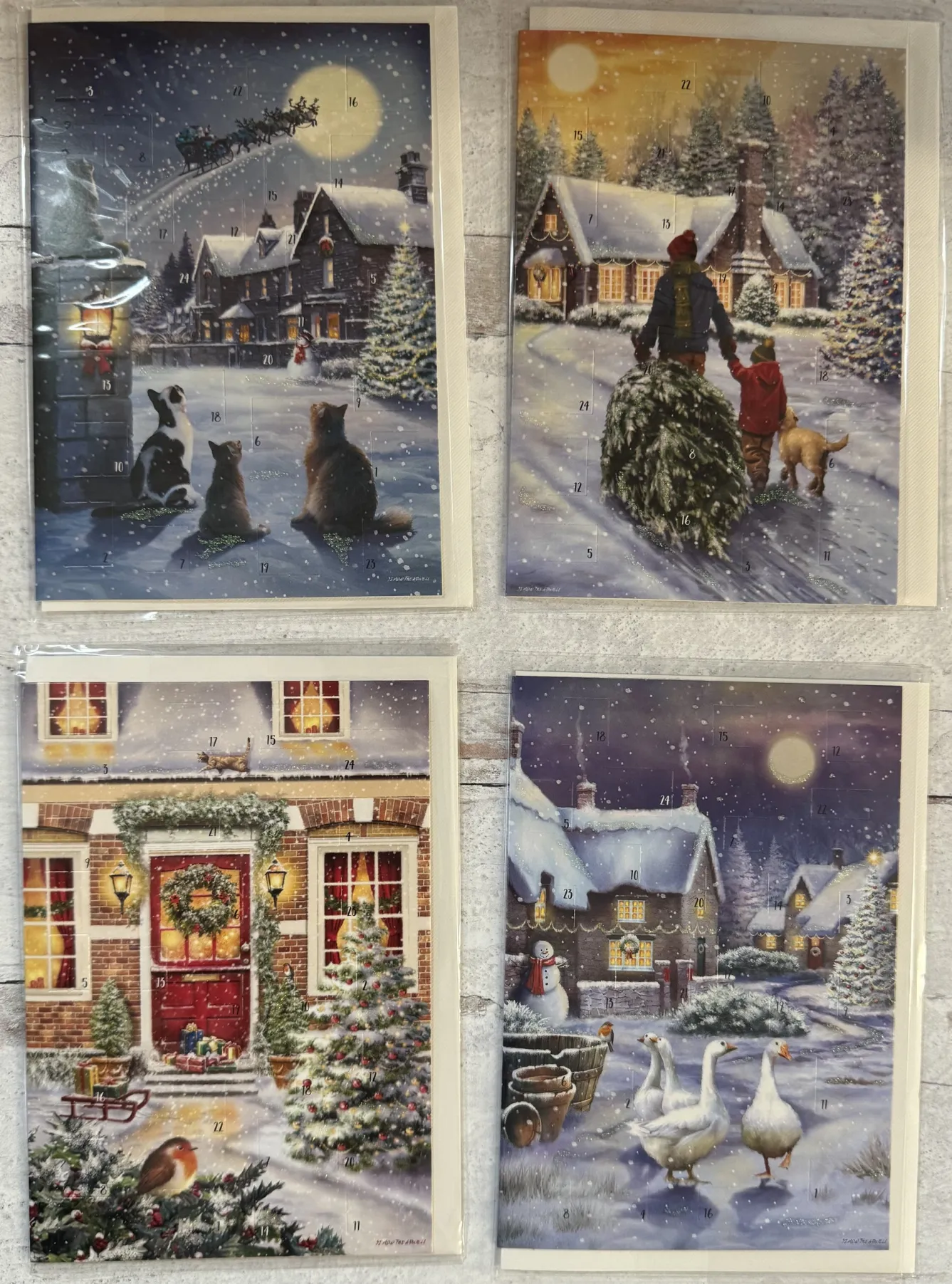 Alison Gardiner Snowy Village Advent Calendar Card- Christmas|Advent