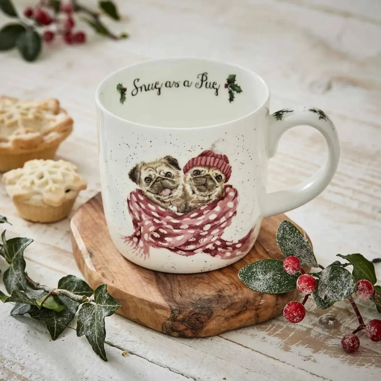 Wrendale Designs 'Snug as a Pug' Small Bone China Mug (11oz)- Animals|Animals