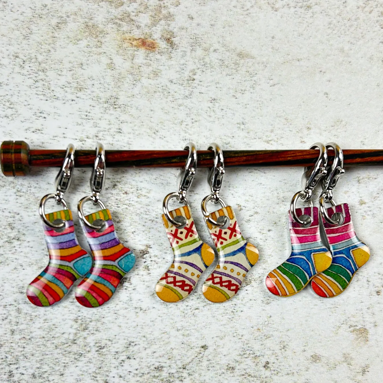 Emma Ball Socks Set of 6 Crochet Markers in a Pocket Tin- Crafts