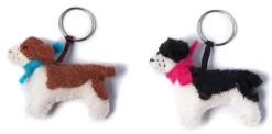 Amica Felt Spencer the Spaniel Key Ring - Pink- Key Chains