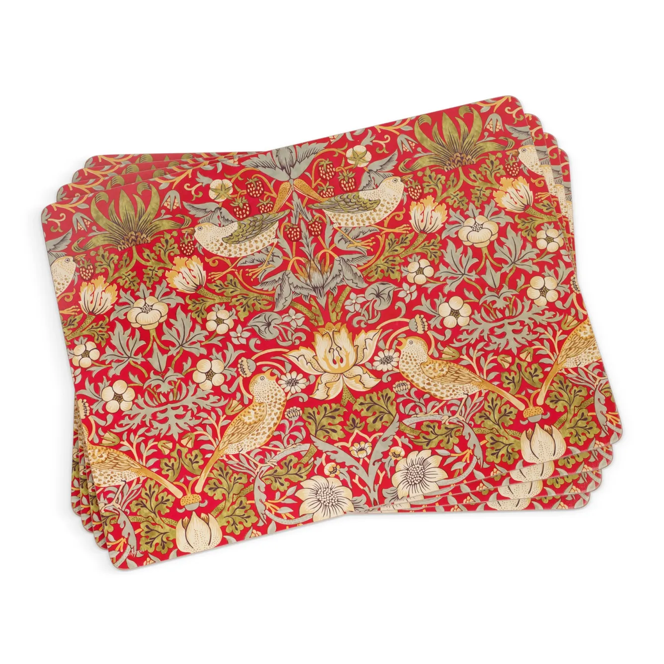 Spode Morris and Co Strawberry Thief Red Placemats - Set of 4- Placemats