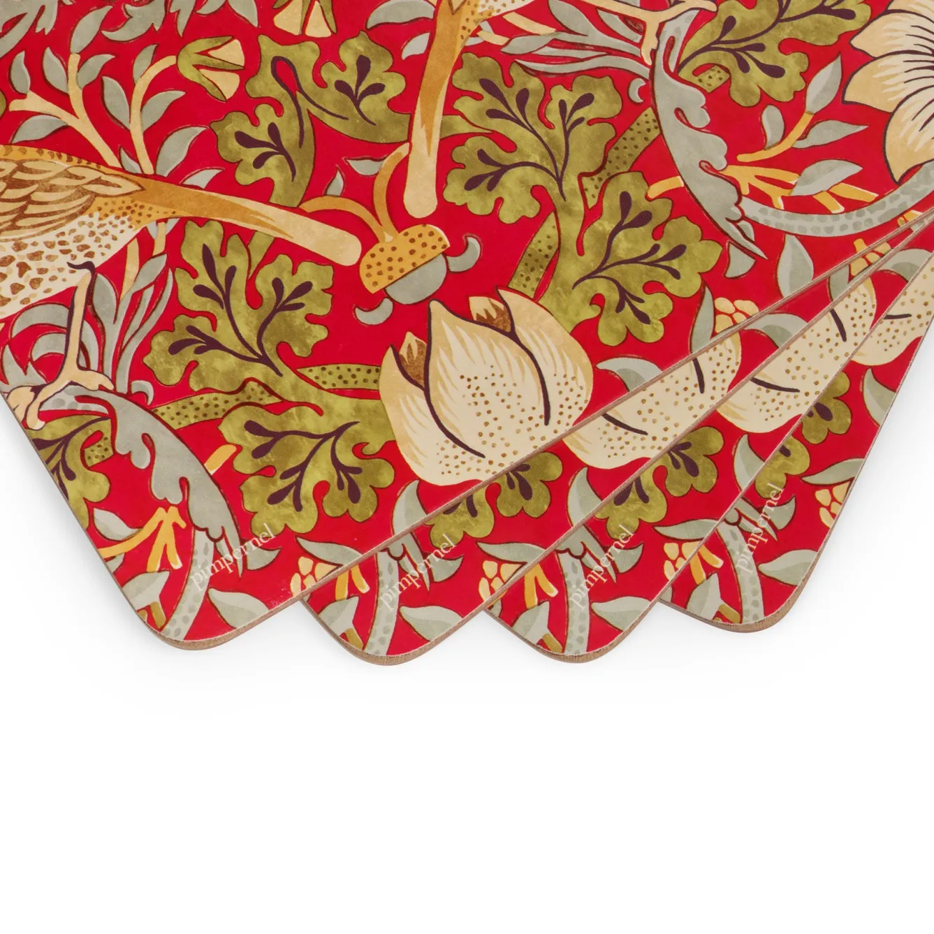 Spode Morris and Co Strawberry Thief Red Placemats - Set of 4- Placemats