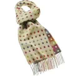Bronte Moon Spot Check Merino Lambswool Sage Multi Scarf- Umbrellas