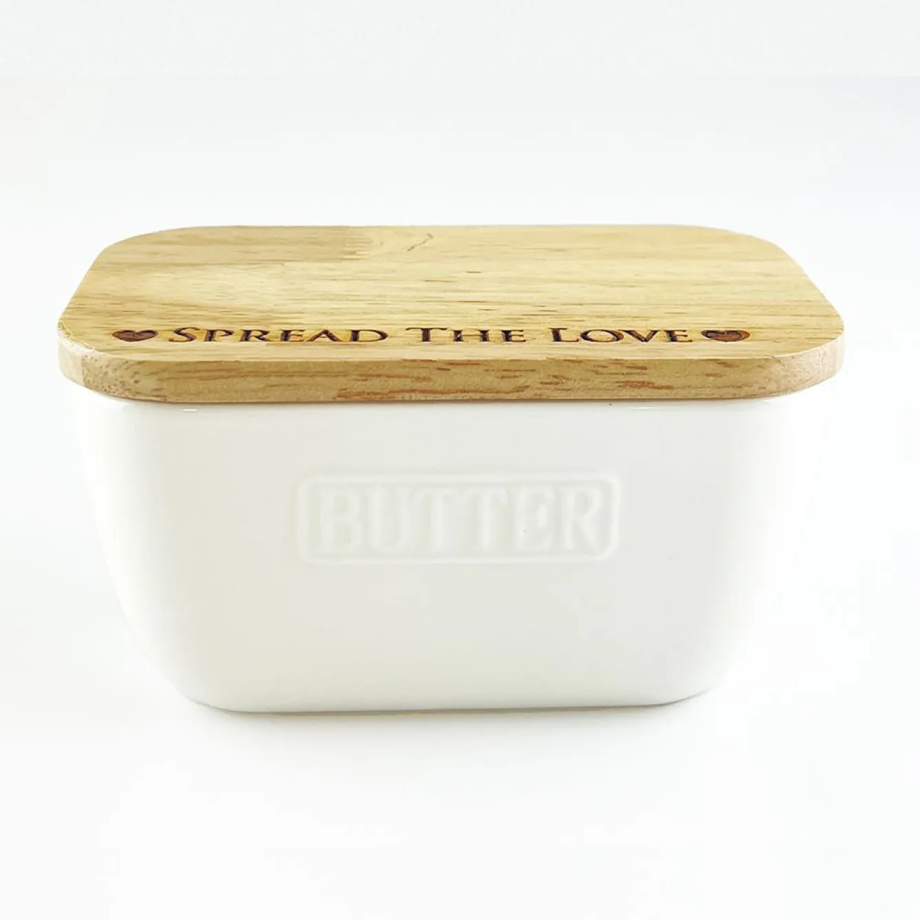 Selbrae Spread the Love Ceramic White Butter Dish- Tea|Butter Dishes