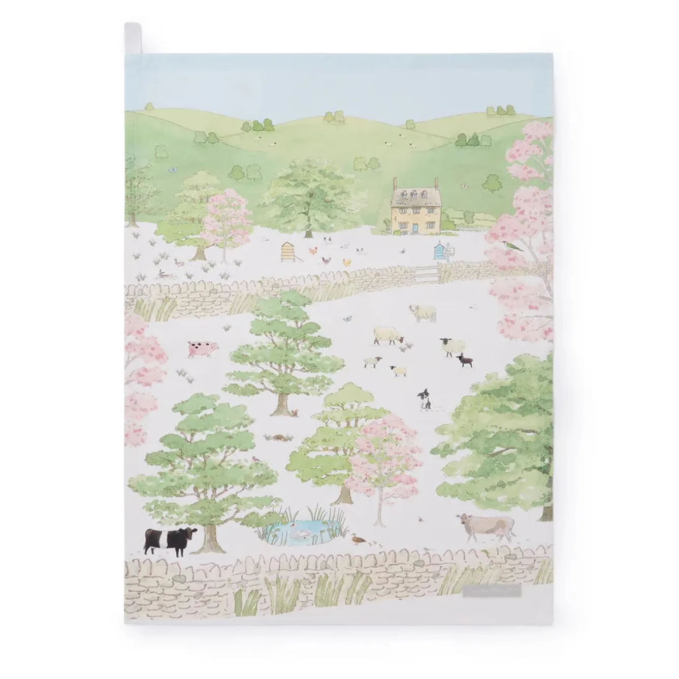 Sophie Allport Spring Cottage Scene Tea Towel- Tea|Tea Towels