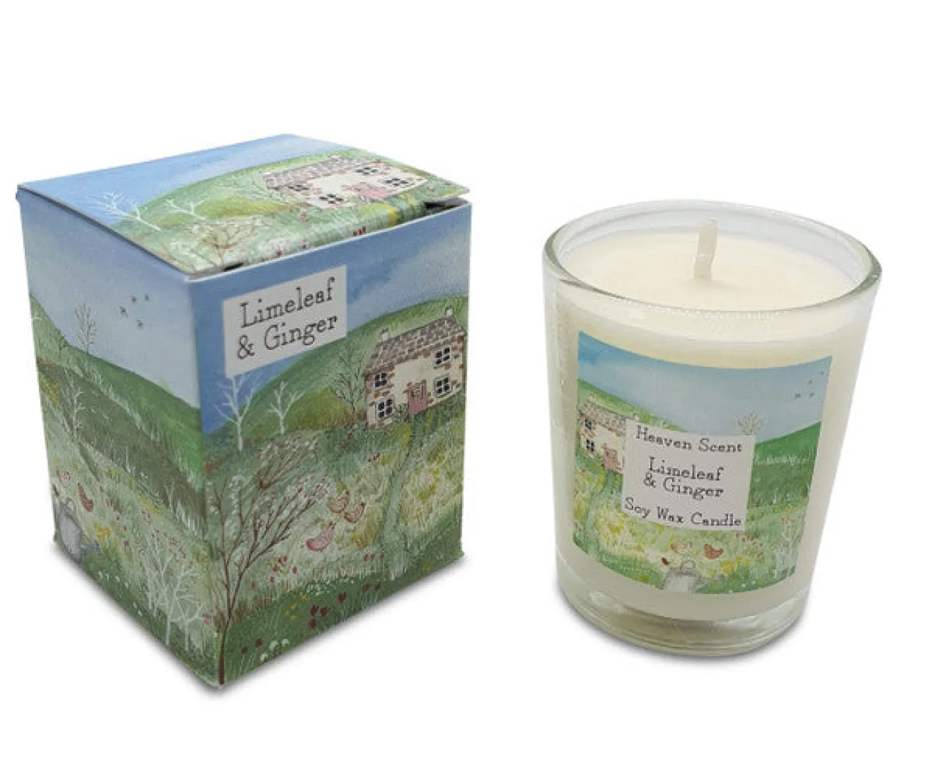 Heaven Scent Stone Cottage- Limeleaf & Ginger Glass Candle- Home Fragrance