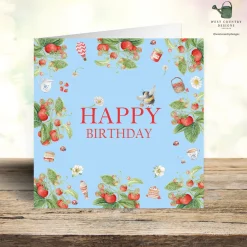 West Country Designs Strawberry Bee Birthday Card- Greeting Cards