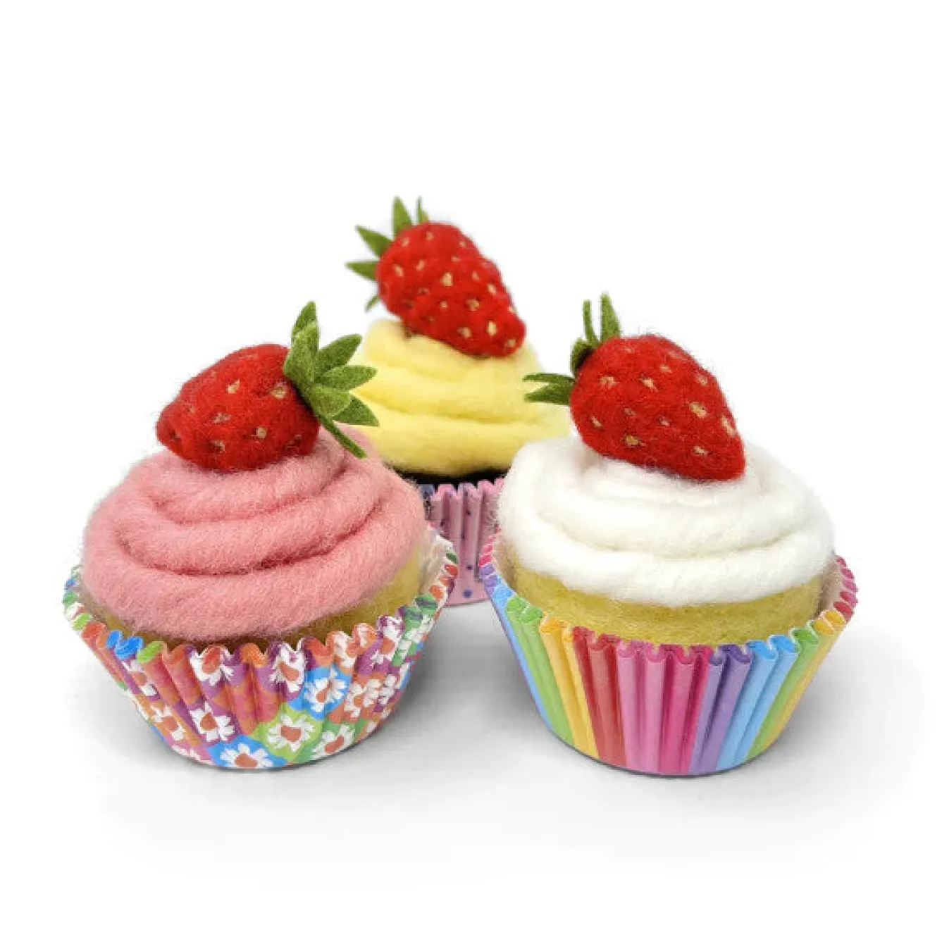 The Crafty Kit Co. Strawberry Cupcakes Needle Felting Craft Kit- Crafts|Children