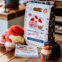 The Crafty Kit Co. Strawberry Cupcakes Needle Felting Craft Kit- Crafts|Children