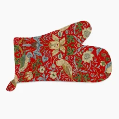 William Morris Strawberry Thief Red Gauntlet- Oven Gloves/Mitts
