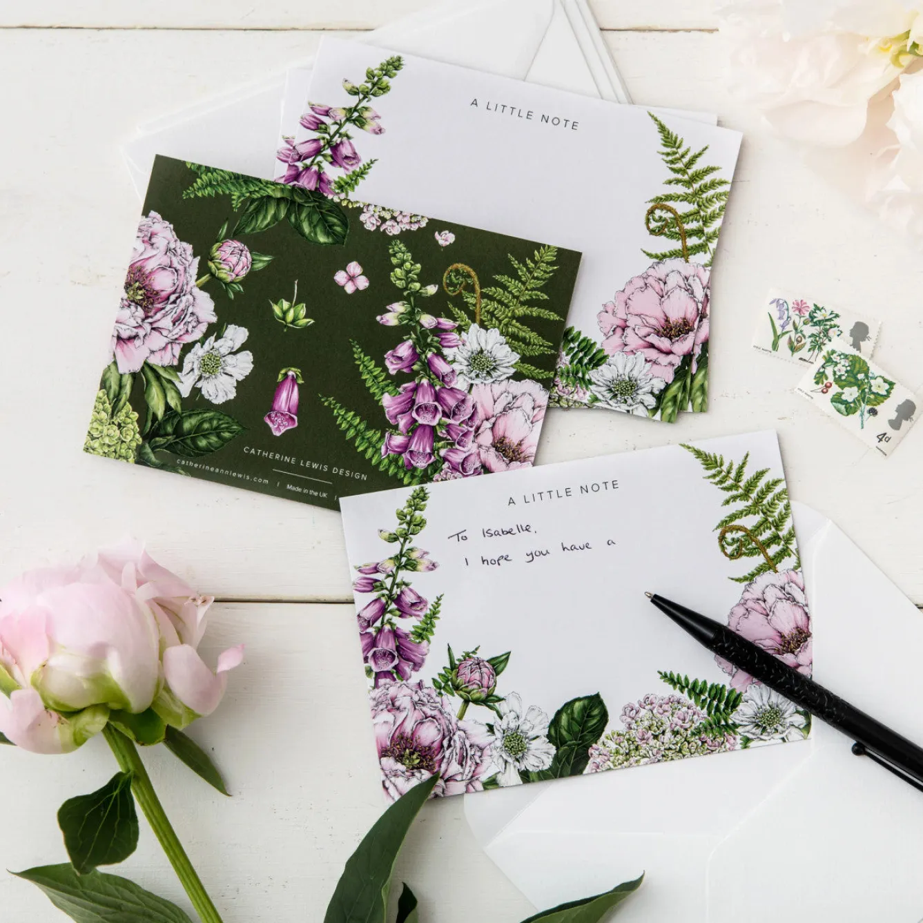 Catherine Lewis Summer Garden Note Cards - Pack of 6- Stationery