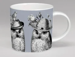 Repeat Repeat Sunday Best Owls Bone China Mug - Grey- Animals|Animals