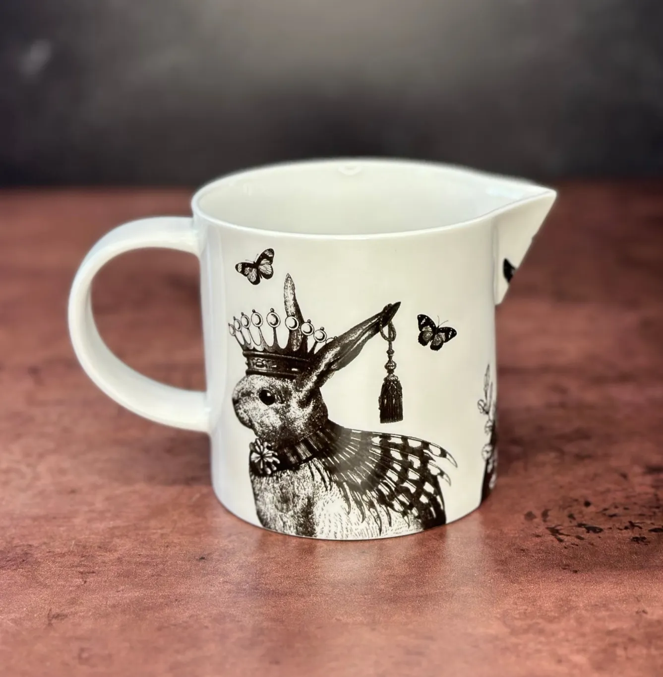Repeat Repeat Sunday Best Rabbits Bone China Jug- White- Jugs|Animals
