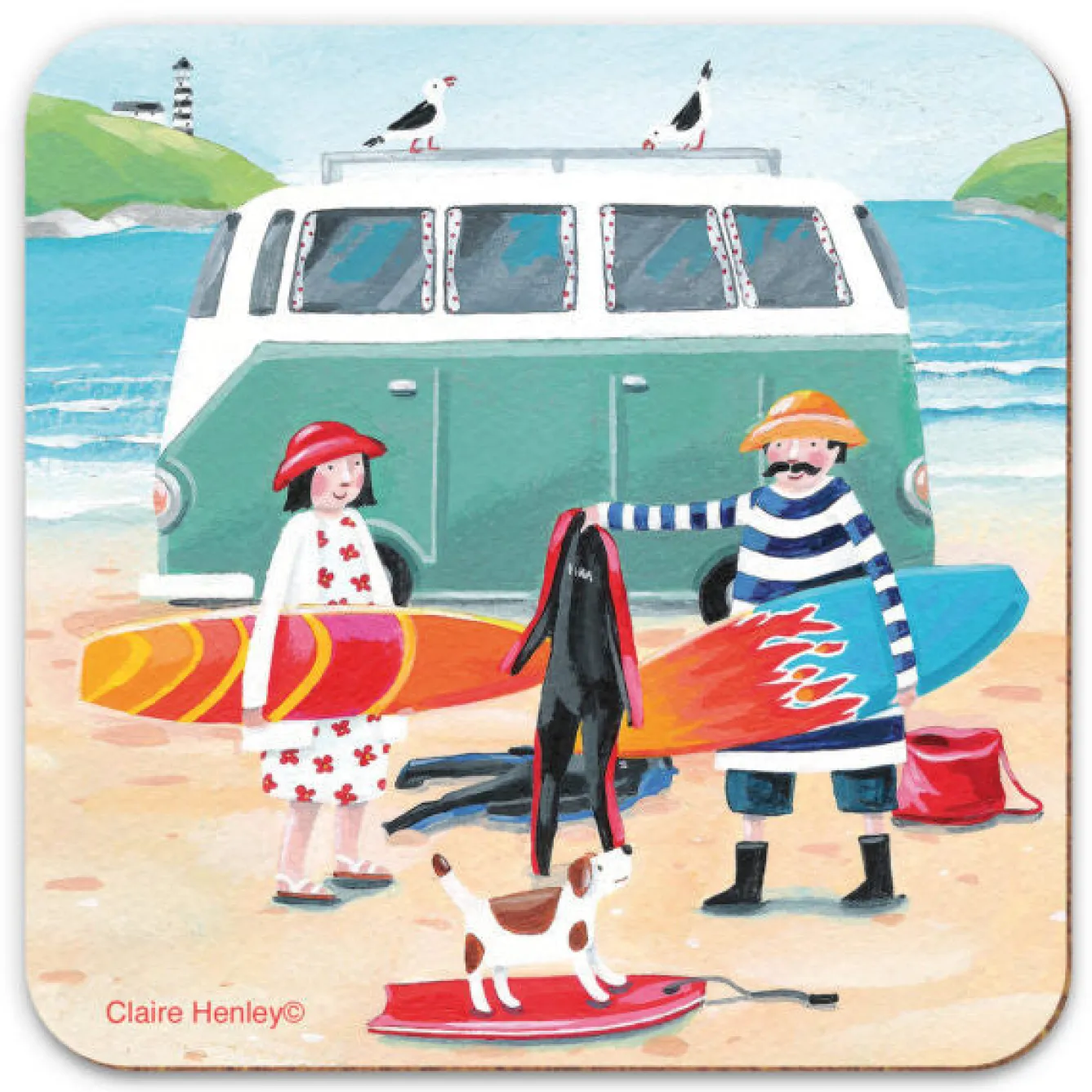 Emma Ball Surfing Trip Coaster- Tea|Coasters