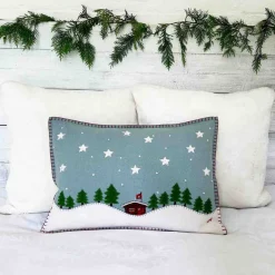 Jan Constantine Swiss Starry Night Pillow - Duck Egg Blue- Seasonal Decor|Pillows & Throws