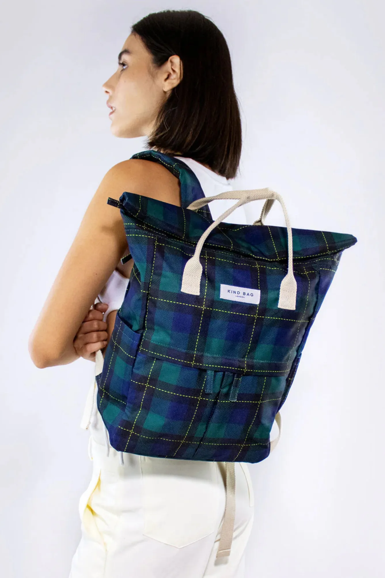 Kind Bag London Tartan Hackney Medium Backpack- Bags