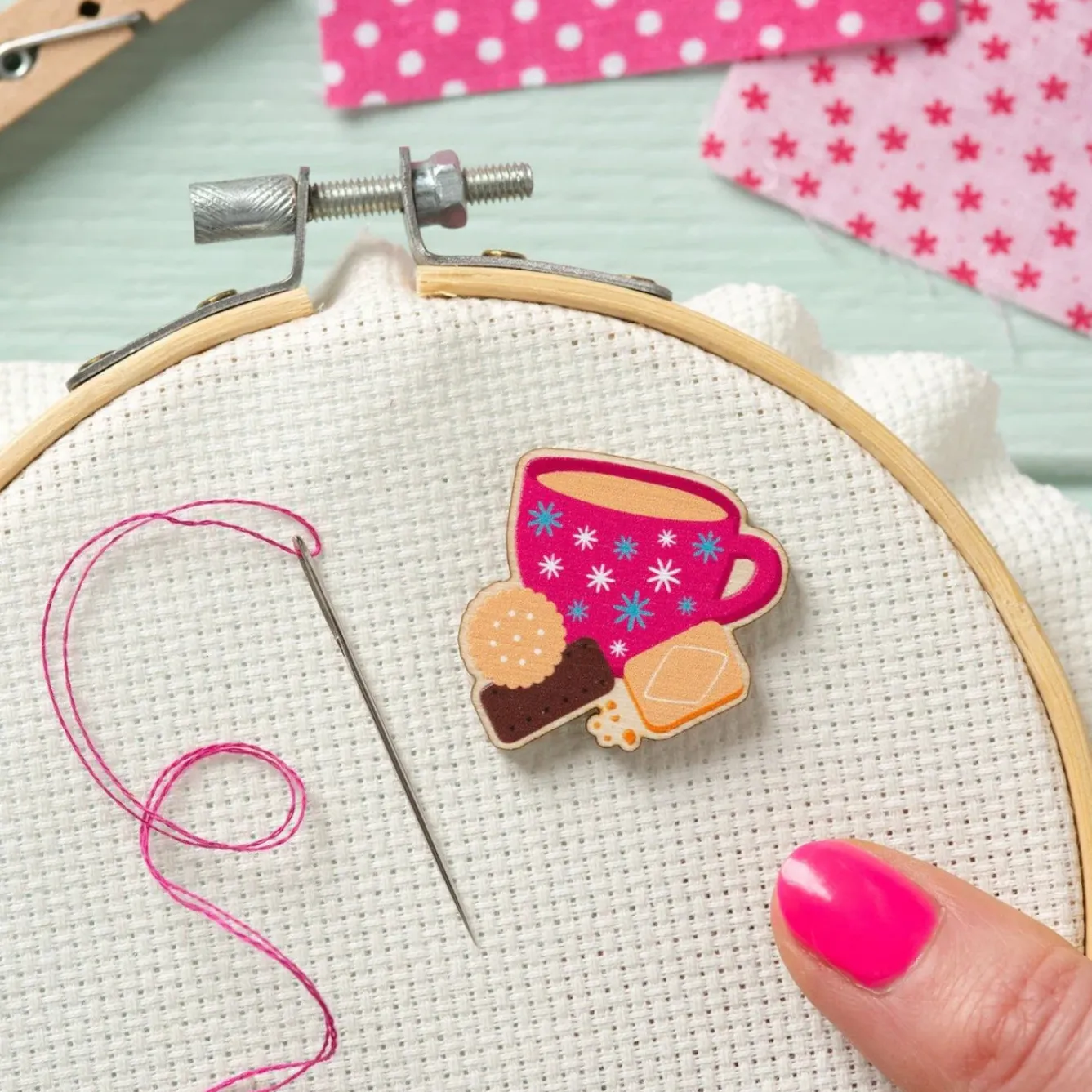 Hawthorn Handmade Tea & Biscuits Magnetic Needle Holder- Crafts