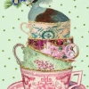 Madame Treacle Teacups Glitter Greetings Card- Greeting Cards