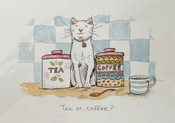 Two Bad Mice Tea or Coffee? Greetings Card- Greeting Cards