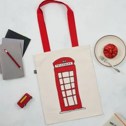 Victoria Eggs Telephone Box and London Bus Canvas Tote Bag- Bags