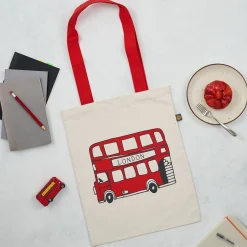 Victoria Eggs Telephone Box and London Bus Canvas Tote Bag- Bags