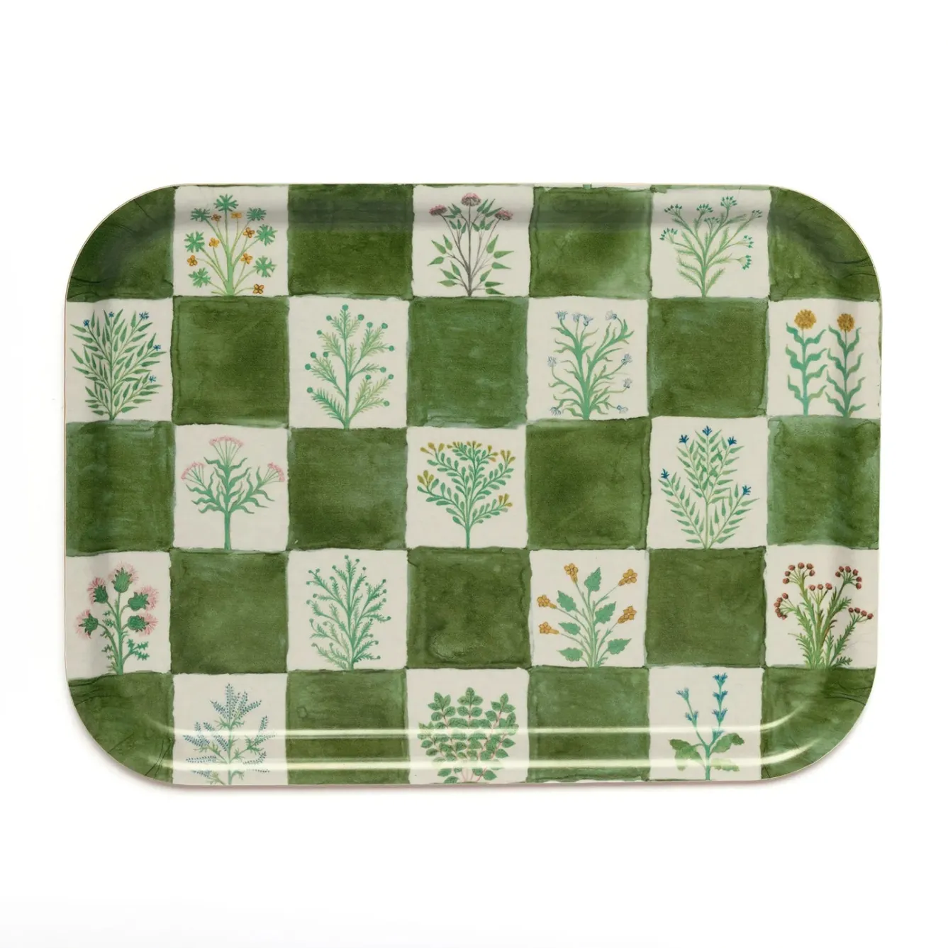 Roomytown 15th Century Illustrated Herbs Birchwood Tray- Trays