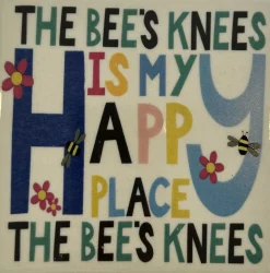 Moorland Pottery The Bee's Knees is My Happy Place Coaster by- Tea|Coasters
