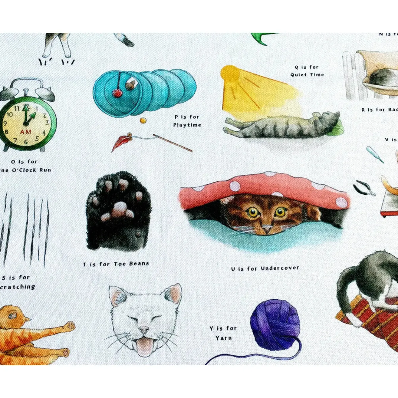 Yeti The Cat's Alphabet Tea Towel- Tea|Tea Towels