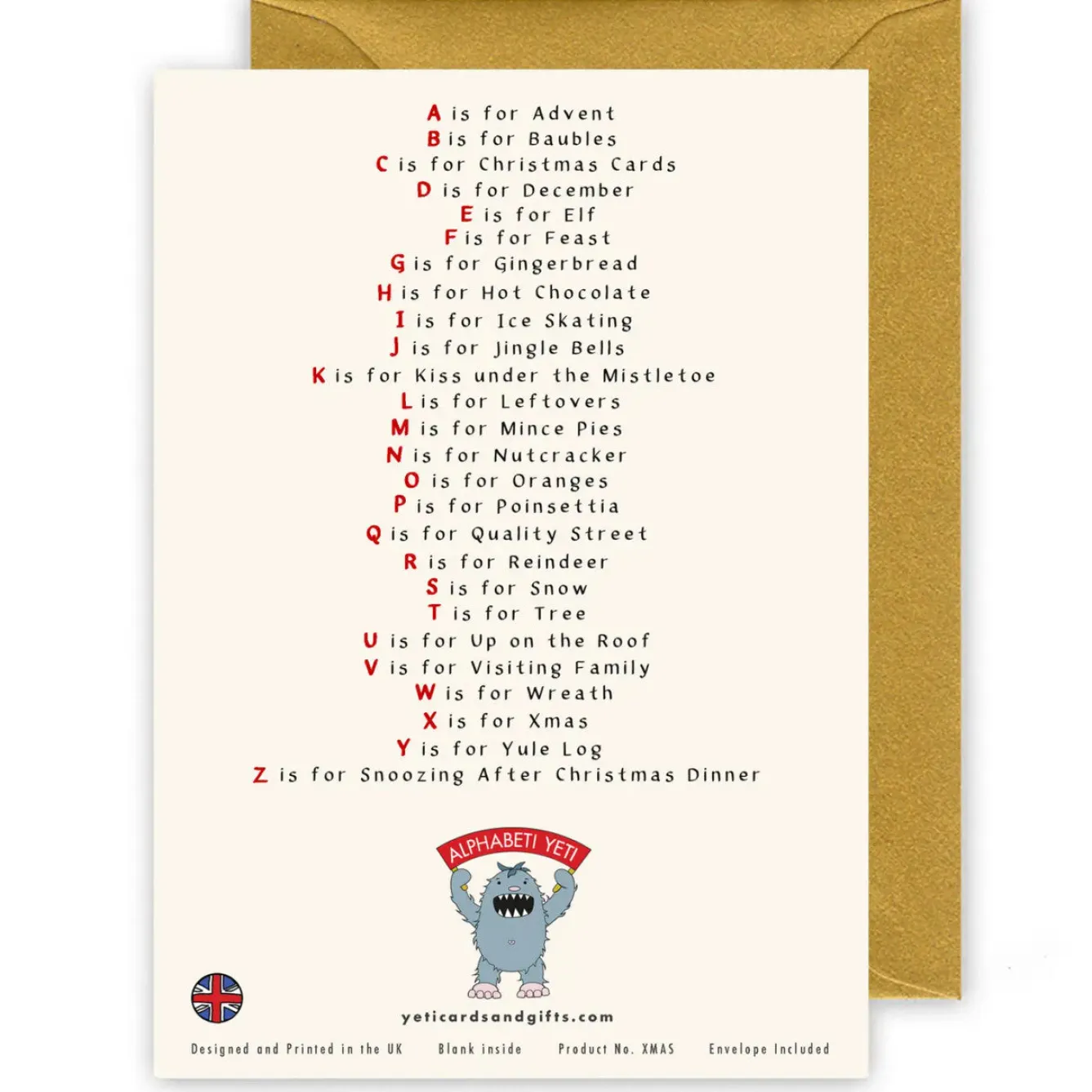 Yeti The Christmas Alphabet Christmas Card- Christmas|Greeting Cards