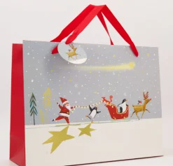 Penny Kennedy The Curious Inksmith Penguin Friends Shopper Gift Bag- Christmas