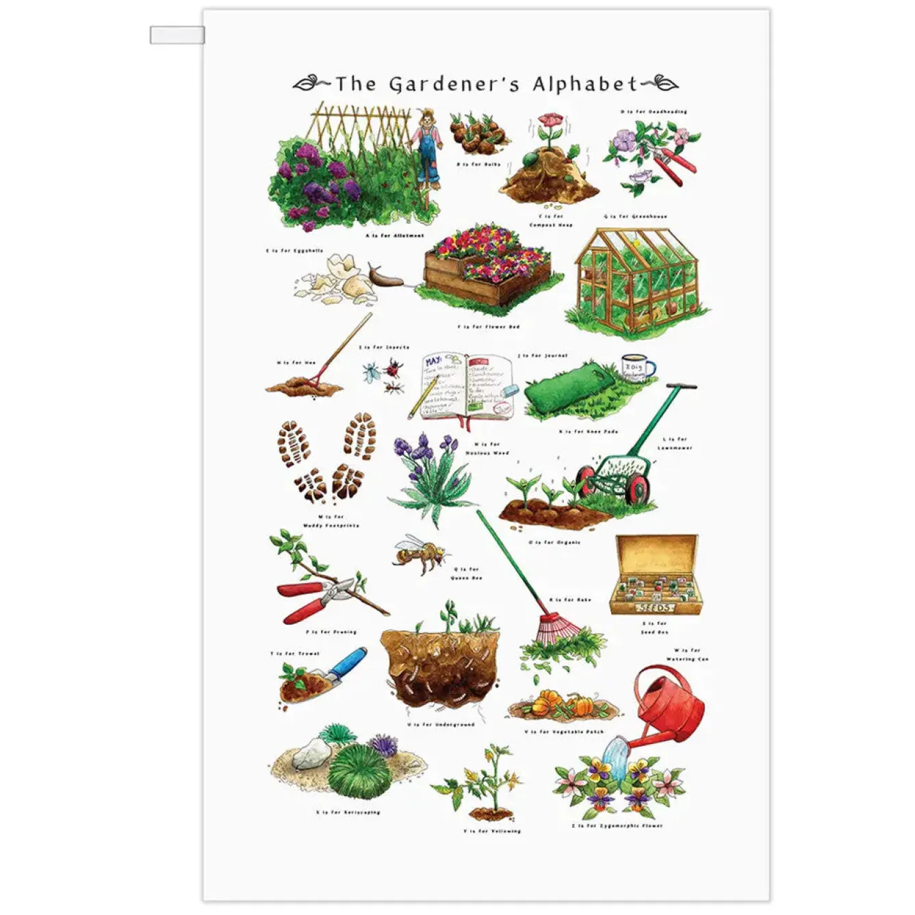 Yeti The Gardener's Alphabet Tea Towel- Tea|Tea Towels
