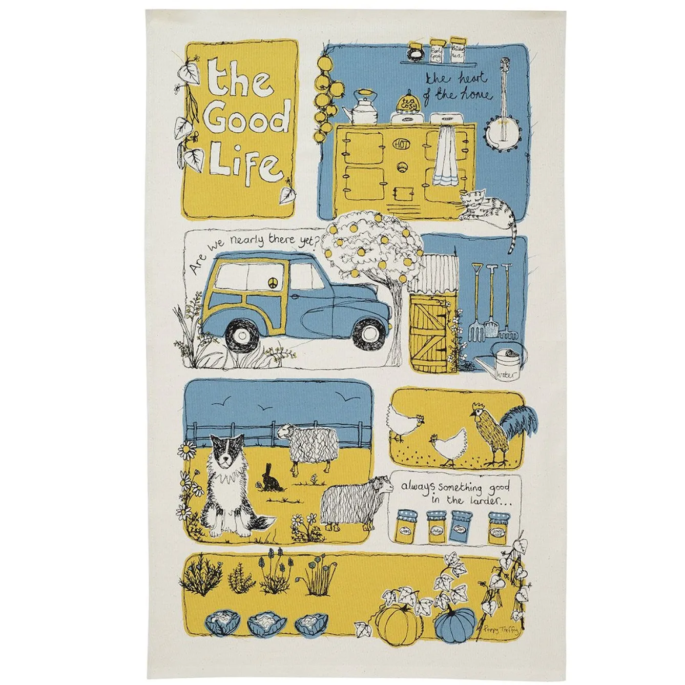 Poppy Treffry The Good Life Time Tea Towel- Tea|Tea Towels