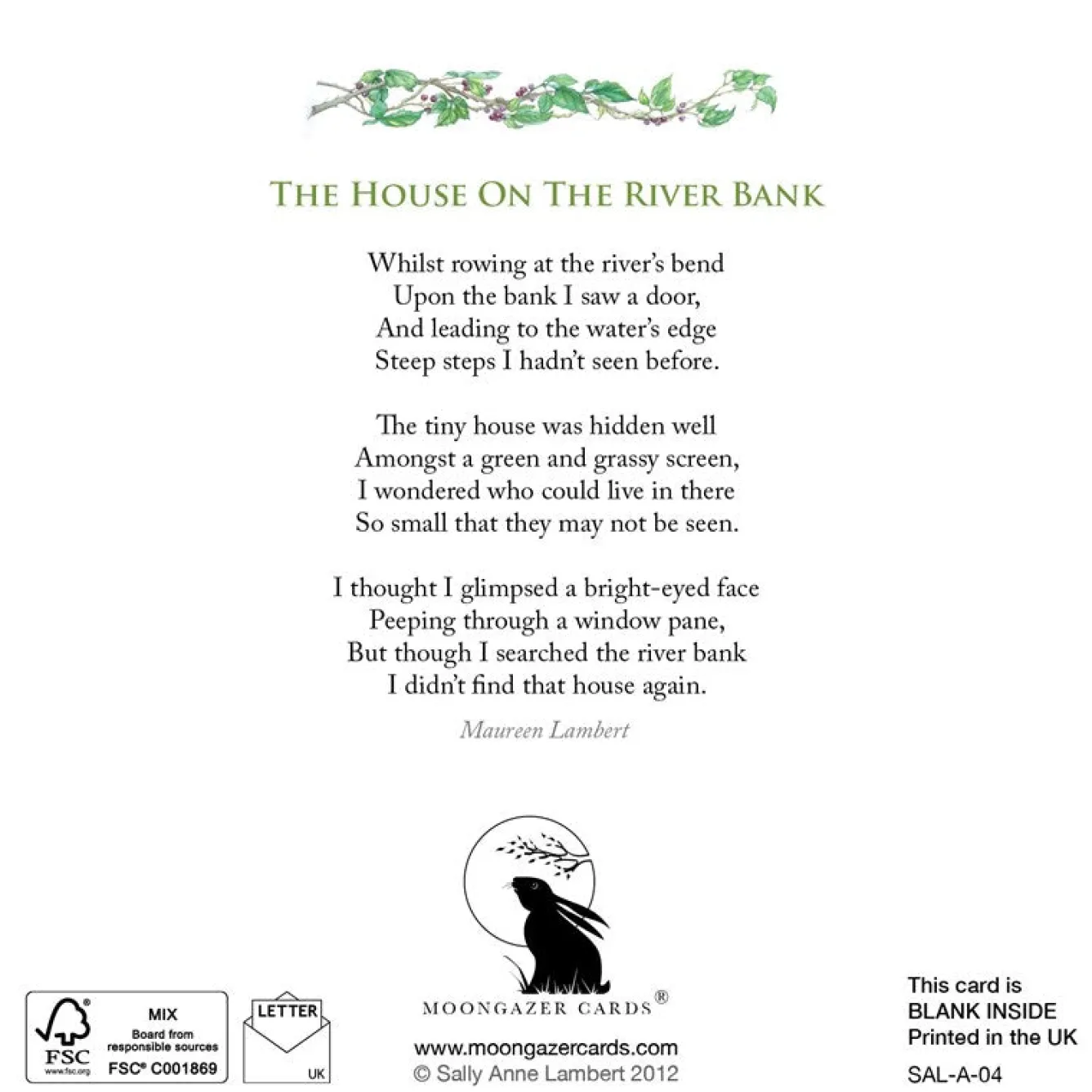 Moongazer Cards The House on The River Bank Greeting Card- Greeting Cards