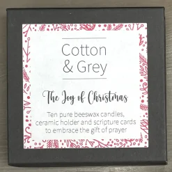 Cotton & Grey The Joy of Christmas Candle Set with Scripture Cards- Christmas|Seasonal Decor