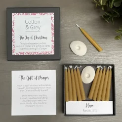 Cotton & Grey The Joy of Christmas Candle Set with Scripture Cards- Christmas|Seasonal Decor