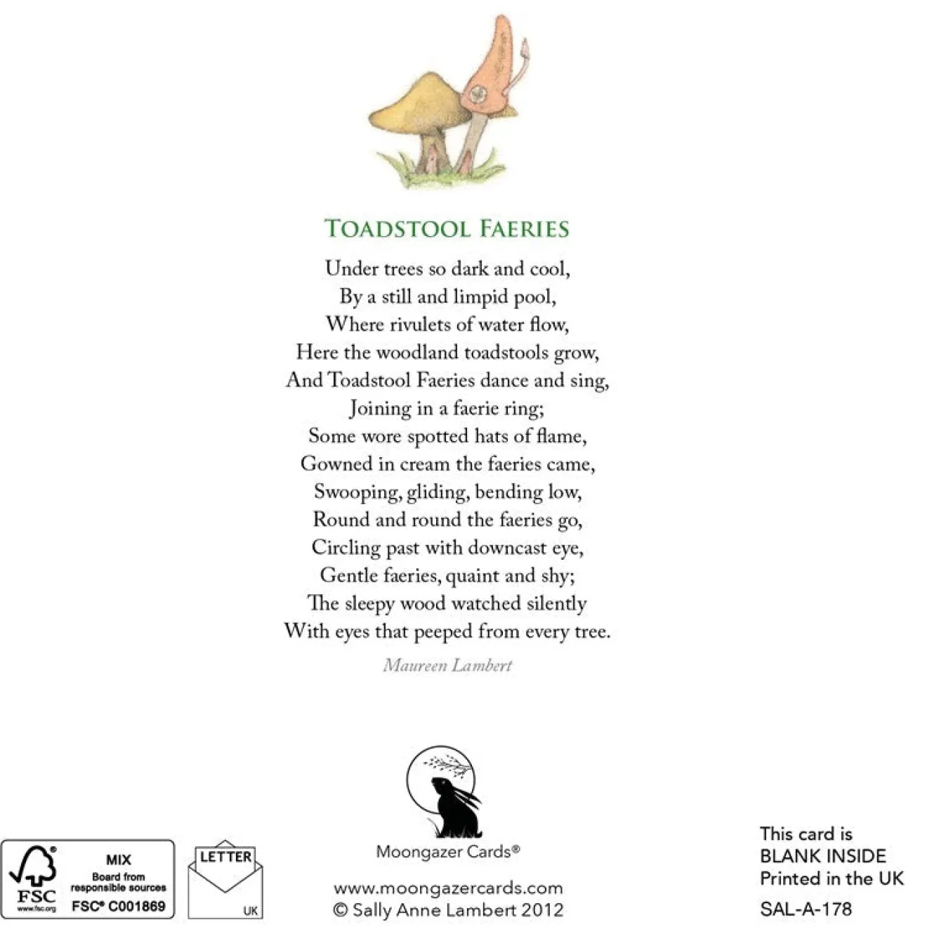 Moongazer Cards The Toadstool Faeries Card- Greeting Cards