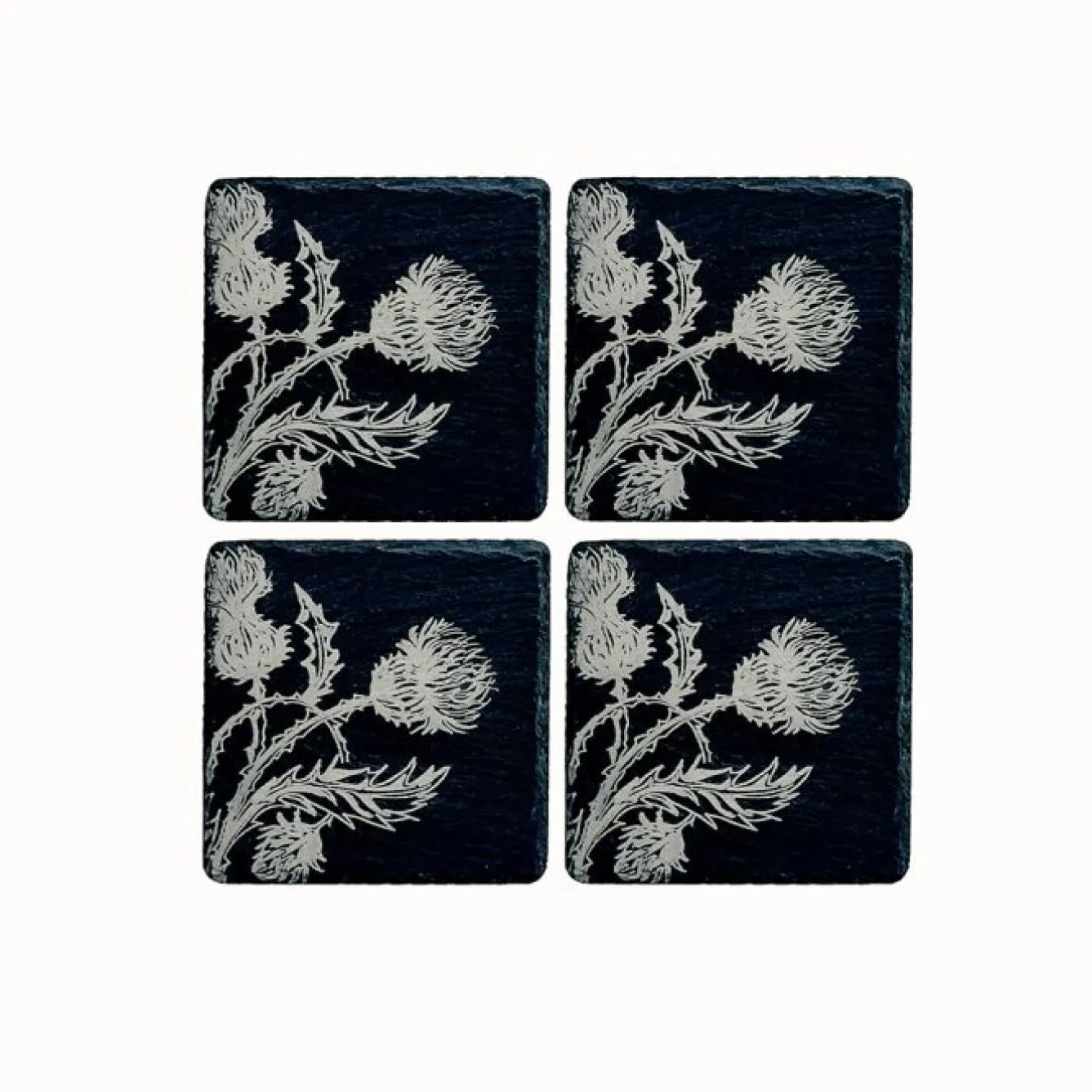 Selbrae Thistle Trio - Set of 4 Slate Coasters- Tea|Coasters