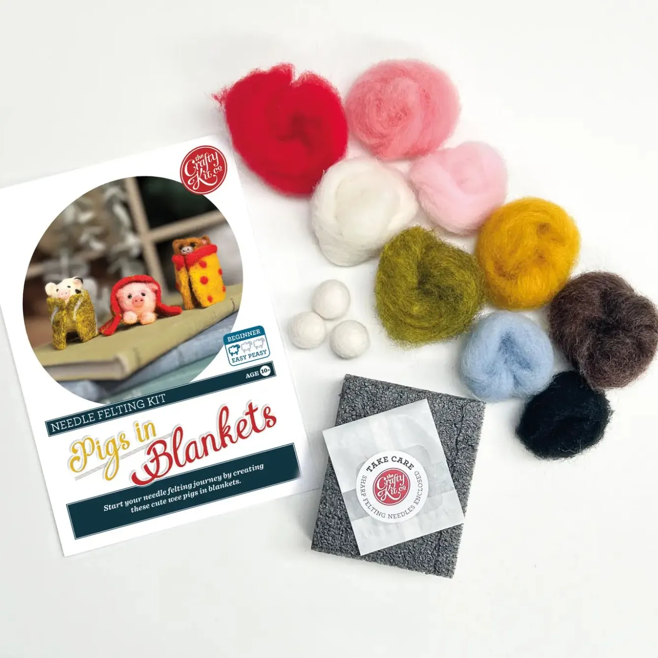 The Crafty Kit Co. Three Little Pigs in Blankets Needle Felting Kit- Crafts