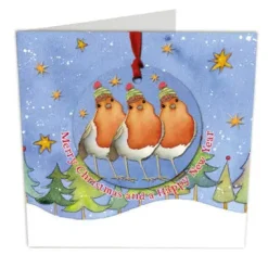 Emma Ball Three Robins Melamine Bauble Card- Christmas Decorations|Christmas Cards