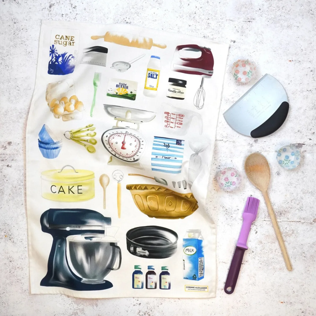 Corinne Alexander Time to Bake Tea Towel by- Tea|Tea Towels