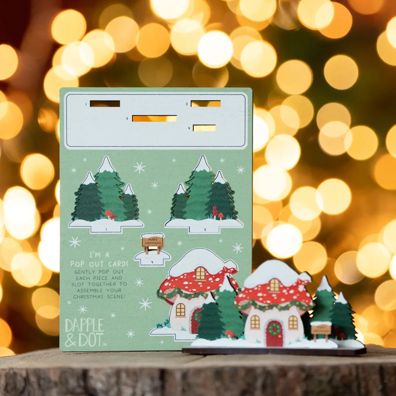 Dapple & Dot Toadstool Cottage Christmas Pop Out Card- Christmas Cards|Christmas