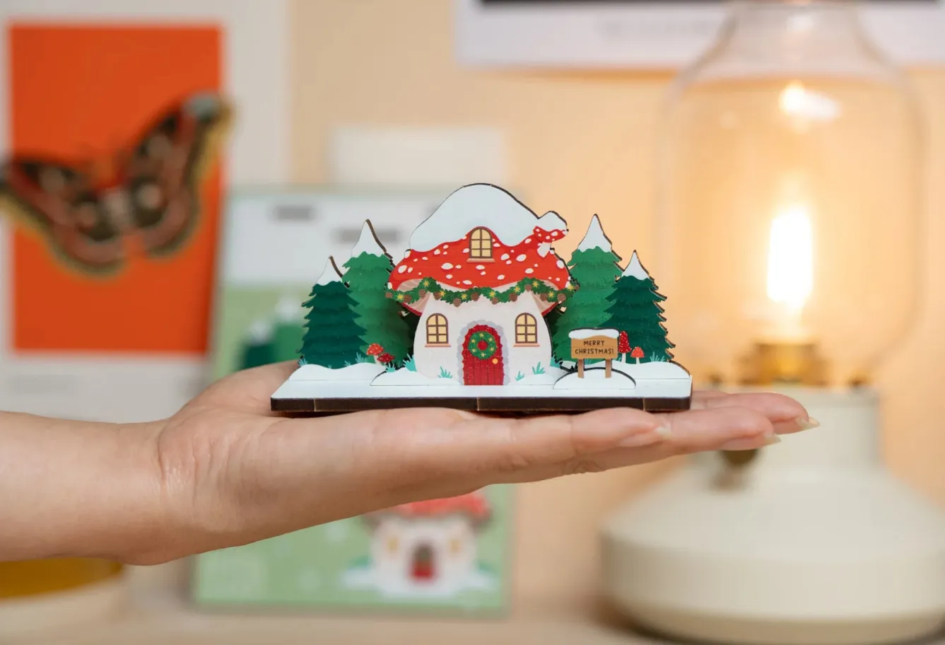 Dapple & Dot Toadstool Cottage Christmas Pop Out Card- Christmas Cards|Christmas