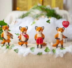 Sew Heart Felt Tod Fox Holding Wearing a Stripy Scarf Felt Decoration- Seasonal Decor|Children